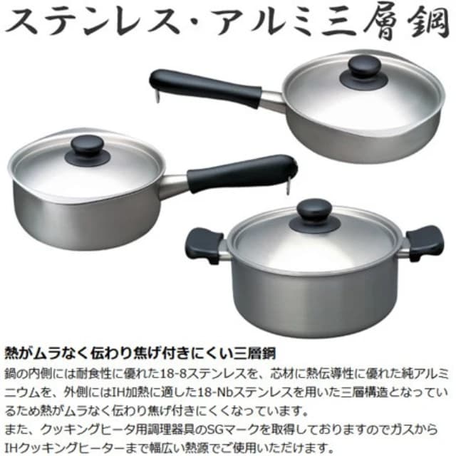 【柳宗理】附鍋蓋 日本高質感不鏽鋼三層鋼雙耳淺湯鍋22cm(交換禮物 聖誕禮物 消光霧面 IH對應)