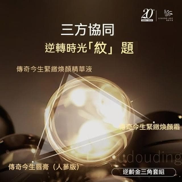 【傳奇今生】傳奇今生逆齡金三角套組緊致煥顏精華液 緊致煥顏霜傳奇今生唇膏人蔘版抗老抗衰變色唇膏