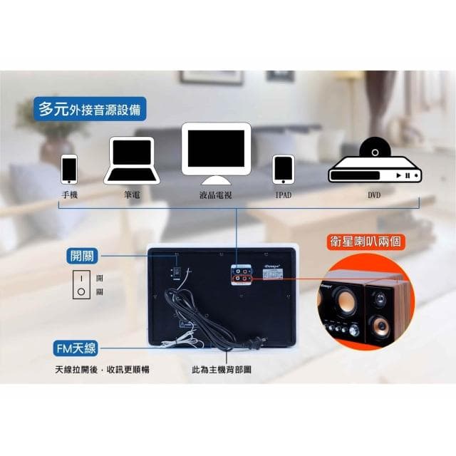 【Dennys】Dennys 藍牙/USB/SD/2.1木質音響喇叭(T-790BT)