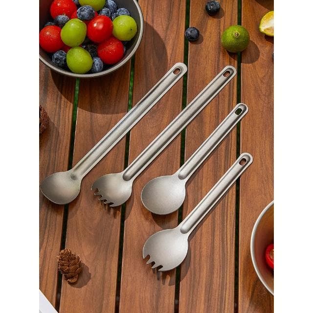 【TEMPEST】純鈦餐具組 ( 鈦湯匙 鈦叉 鈦勺 鈦餐刀 鈦制餐具 純鈦餐具 鈦餐具組 露營 旅行餐具 鈦叉勺 鈦餐具 )