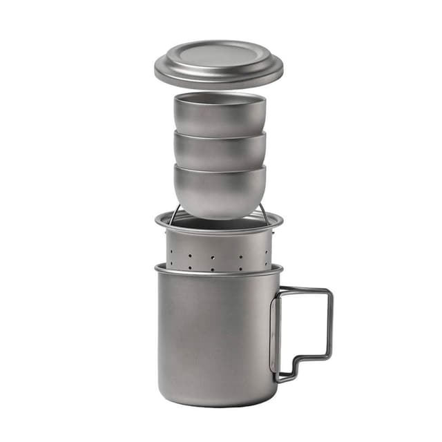 【TEMPEST】純鈦泡茶器 420ML 附純鈦茶濾 ( 純鈦茶具 鈦茶杯 泡茶器 精細濾網茶杯 戶外茶具套裝 便攜咖啡壺 )