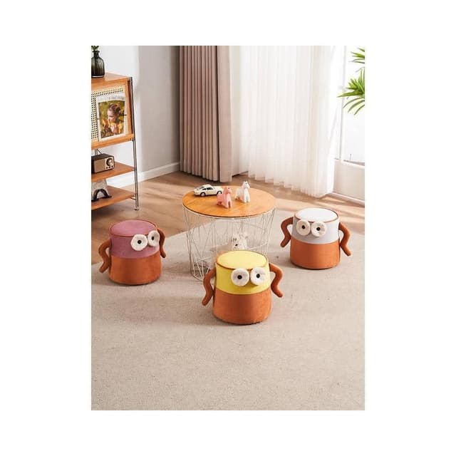 創意大眼黃人沙發凳 卡通穿鞋凳換鞋凳 簡約現代可拆洗腳凳 喬遷禮物