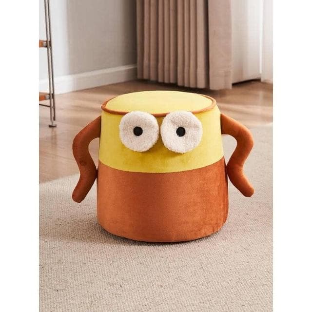 創意大眼黃人沙發凳 卡通穿鞋凳換鞋凳 簡約現代可拆洗腳凳 喬遷禮物