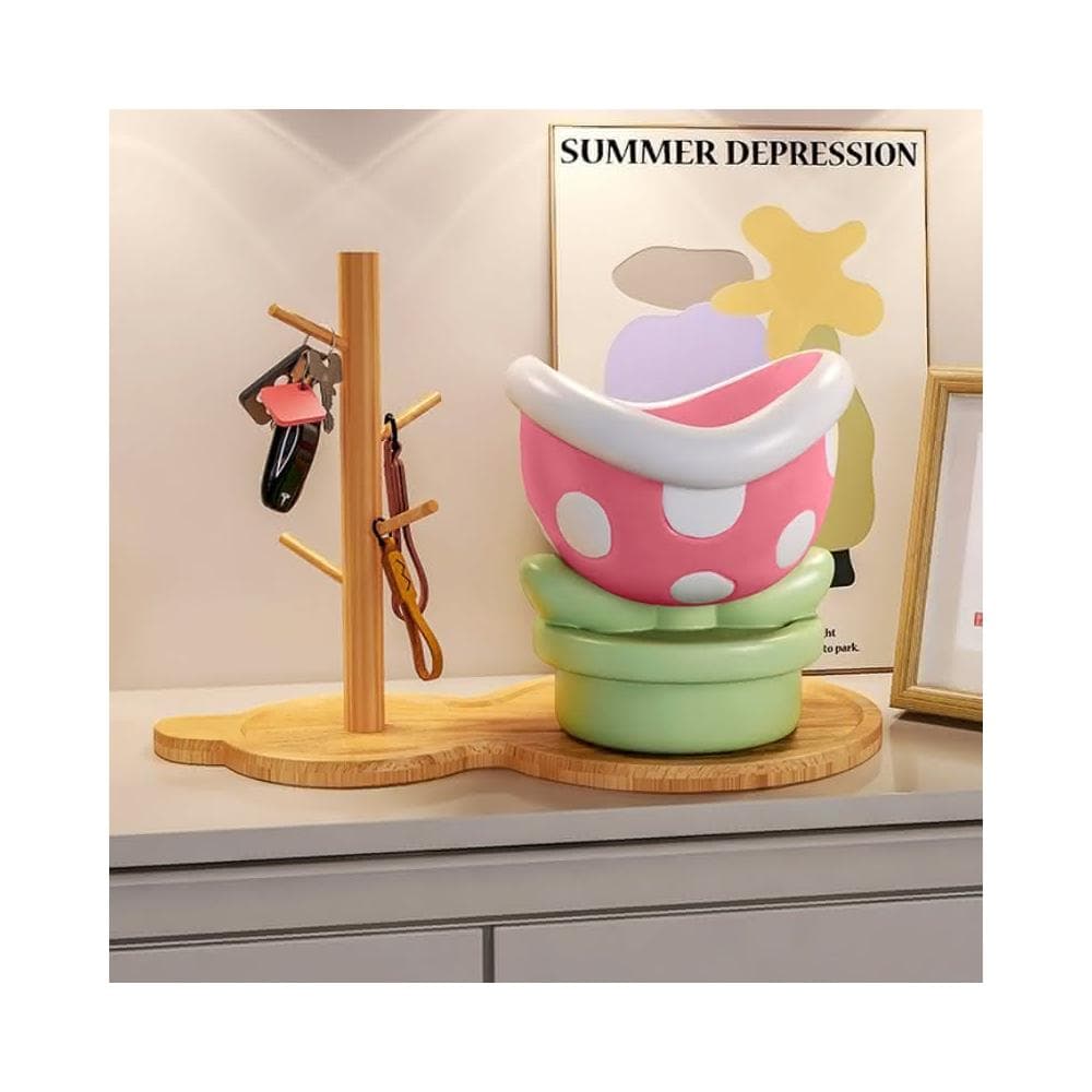 桌面收納 食人花玄關鑰匙收納擺件 客廳電視櫃鞋櫃多功能托盤擺件 居家裝飾品 擺飾 桌上收納架 喬遷禮物 入戶置物架