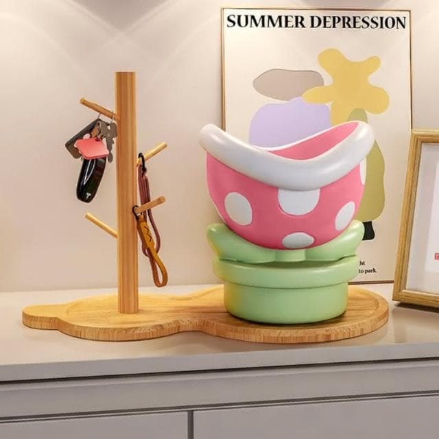 桌面收納 食人花玄關鑰匙收納擺件 客廳電視櫃鞋櫃多功能托盤擺件 居家裝飾品 擺飾 桌上收納架 喬遷禮物 入戶置物架