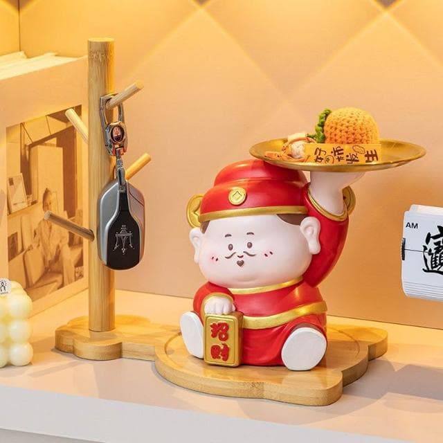財神爺擺件家用客廳桌面裝飾品玄關鑰匙收納新店開業喬遷禮物實用