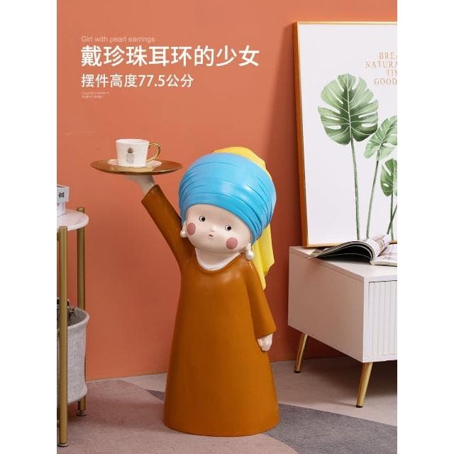 梵高藝術家託盤大型落地擺件創意客廳玄關輕奢家居軟裝飾喬遷禮物