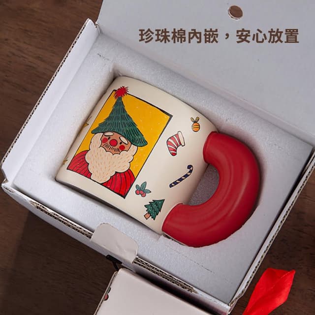 【CW LIFEGROUP 可營生活選物】CW 可營生活選物 🎄聖誕復古氛圍聖 誕老人/聖誕小精靈 可愛圓手把造型馬克杯🎄交換禮物 聖誕節 耶誕節