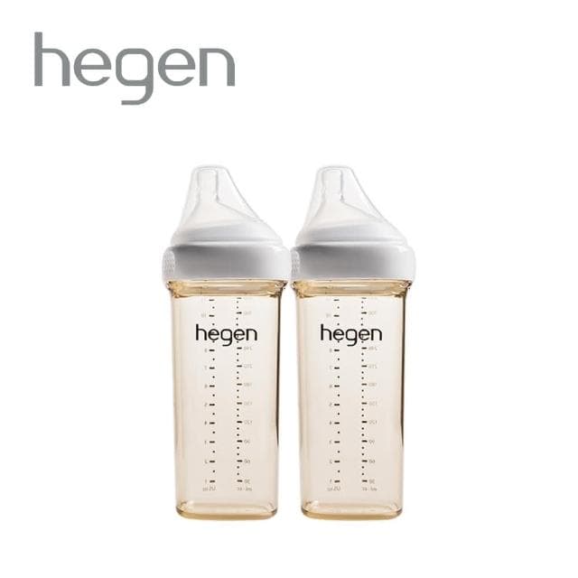 【hegen】金色奇蹟PPSU多功能方圓型寬口奶瓶 330ml 雙瓶組-象牙白
