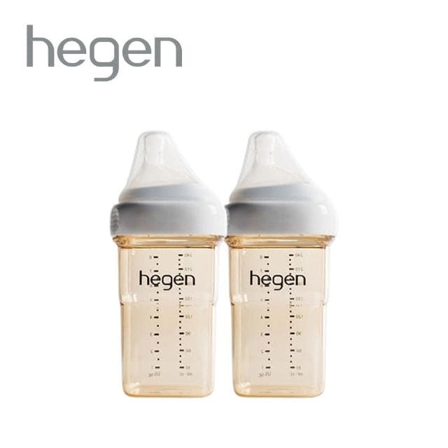 【hegen】金色奇蹟PPSU多功能方圓型寬口奶瓶 240ml 雙瓶組-象牙白