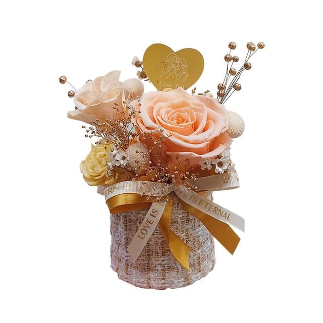 KIRA與花花藝小香風永生花盆花/心有暖陽/橘(生日禮物 情人節禮物 送禮 永生花 開幕送禮 喬遷)