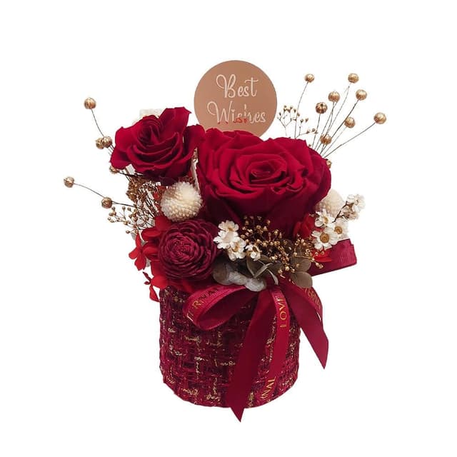 KIRA與花花藝小香風永生花盆花/浪漫與紅/紅(生日禮物 情人節禮物 送禮 永生花 開幕送禮 喬遷)