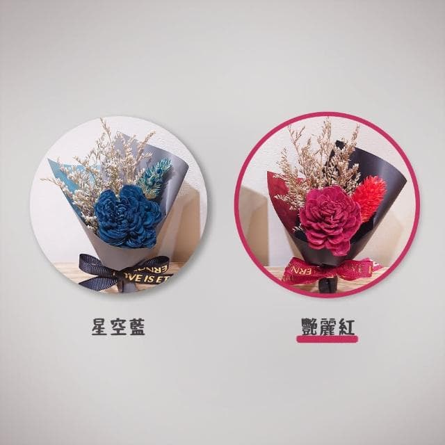 KIRA與花花藝Best wishes迷你小花束金莎禮盒/黑色款/艷麗紅(乾燥花/生日禮物/情人節禮物/交換禮物)