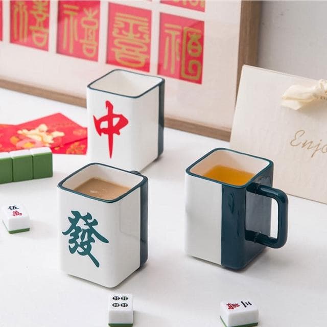 好運旺旺麻將馬克杯  杯子 交換禮物 水杯 馬克杯  發財 畢業禮物 聖誕節 造型馬克杯 陶瓷杯 好運杯 惡搞 轉運水杯