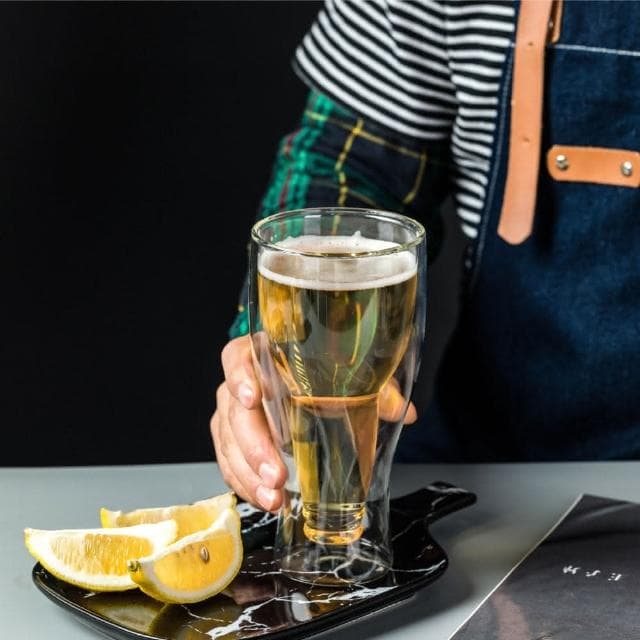 雙層啤酒杯酒瓶反轉造型 生日禮物 交換禮物 創意翻轉啤酒杯 啤酒杯 酒杯 歡慶 同樂  趣味