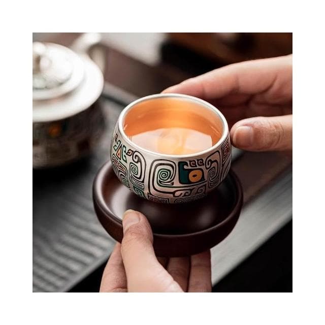 鎏銀品茗杯   旋轉茶杯  主人杯對杯   禮盒裝送長輩領導公司退休生日禮物送好友