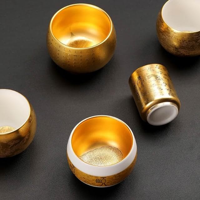 鎏金 主人 杯 茶杯 陶瓷 茶盞 純金 羊脂 玉瓷 白瓷 品茗 杯 功夫 茶杯 茶碗 建盞 純金茶杯 玉瓷茶盞