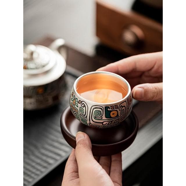 360度旋轉茶杯 主人杯 對杯 鎏銀禮盒 送長輩領導公司退休生日禮物品