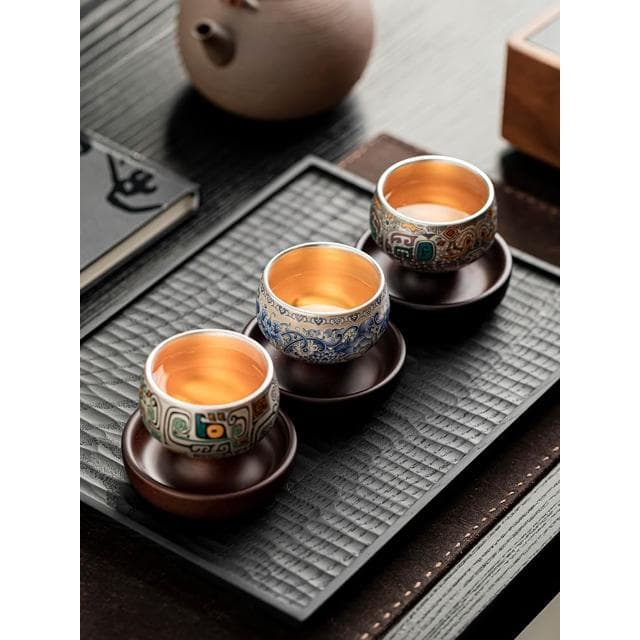 360度旋轉茶杯 主人杯 對杯 鎏銀禮盒 送長輩領導公司退休生日禮物品