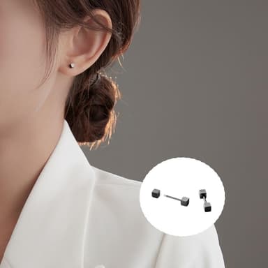 【A&R】潮流簡約黑色幾何銅系螺絲耳釘款耳環 三款任選(男女適用 鎖珠 耳骨 養耳洞 個性 情人節 生日禮物)