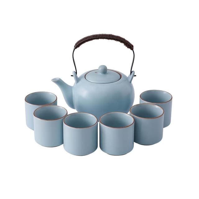 天青汝窯茶具套裝 提梁壺 可養開片陶瓷茶具 輕奢家用茶具套裝 LY