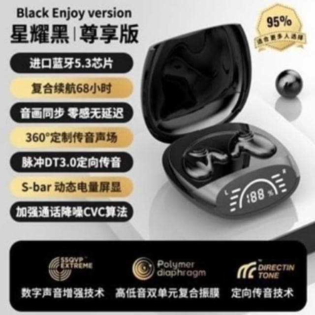 骨傳導藍芽耳機 不入耳超薄無線耳機 迷你睡眠耳機 藍牙耳機 降噪藍芽耳機 超長續航藍芽5.3音樂耳機 骨傳導