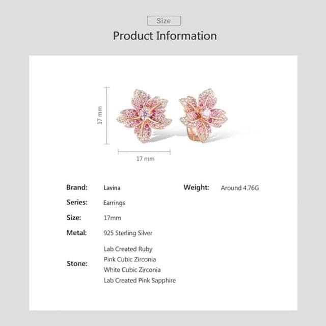 【Lavina 菈薇娜】LAVINA花之華彩系列-925銀花花世界粉色漸變花瓣造型耳環