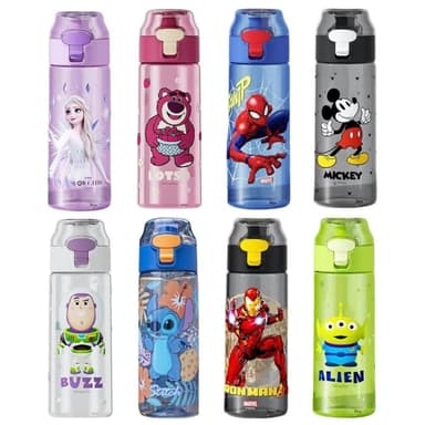 【Disney 迪士尼】咔咔杯水壺 550ml ( 正版授權 運動水壺 兒童水壺 保溫瓶 茶杯 母嬰Tritan材質 米奇 鋼鐵人 蜘蛛人 史迪奇 巴斯光年 三眼怪 草莓熊 愛紗 送禮 生日禮物 交換禮物 聖誕禮物  )
