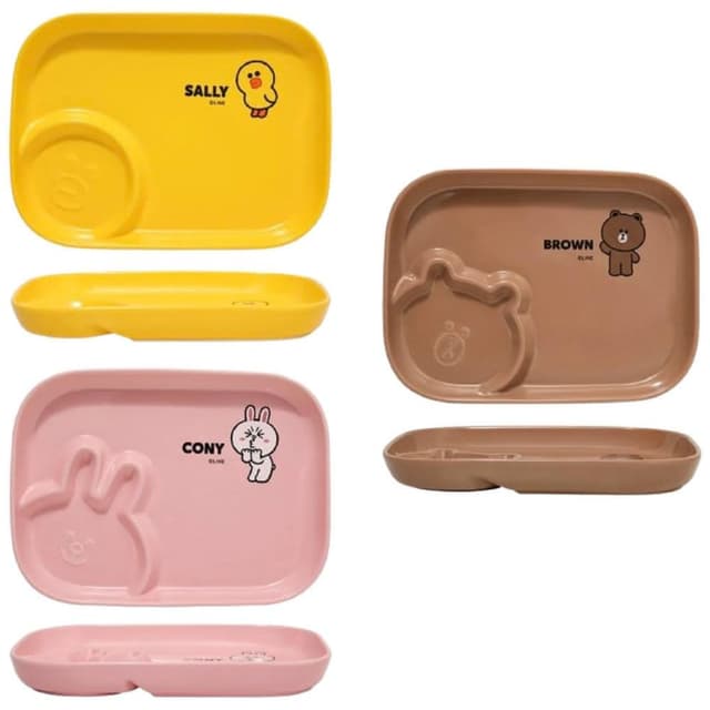 【LINE FRIENDS】創意餃子盤 (正版授權 熊大 莎莉 兔兔 卡通餐具 水餃盤 陶瓷盤 炸物盤 薯條盤 盤子 可微波 可烤箱 陶瓷 水果盤 餐盤 抽獎禮物 辦公小物 餐廚 送禮 生日禮物 交換禮物 聖誕禮物)