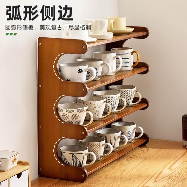 水杯子收納置物架桌面杯架茶具儲物馬克杯水吧咖啡家用餐邊櫃多層