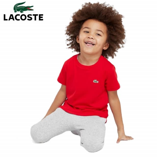 【LACOSTE】LACOSTE 鱷魚 10A/10YR 紅色 深藍 小孩上衣 童裝 圓領短袖T恤 圓領衫(10A/10YR 童裝)