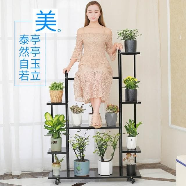 免運｜花架置物架陽台鐵藝多層室內移動帶輪花盆架客廳落地式多肉花架子花架盆栽架 多肉植物架 陽台花架 陽台落地式花盆架