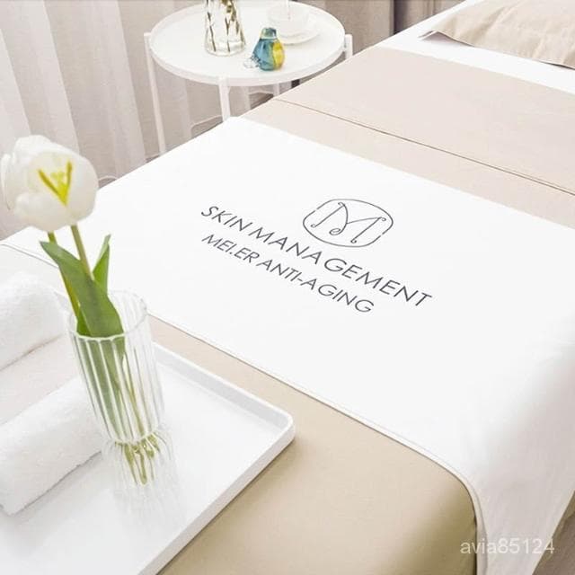 免運 可開發票 高檔輕奢素色logo高檔美容床罩四件套美容院皮膚管理專用按摩理療床罩四季通用皮膚床罩美容床單