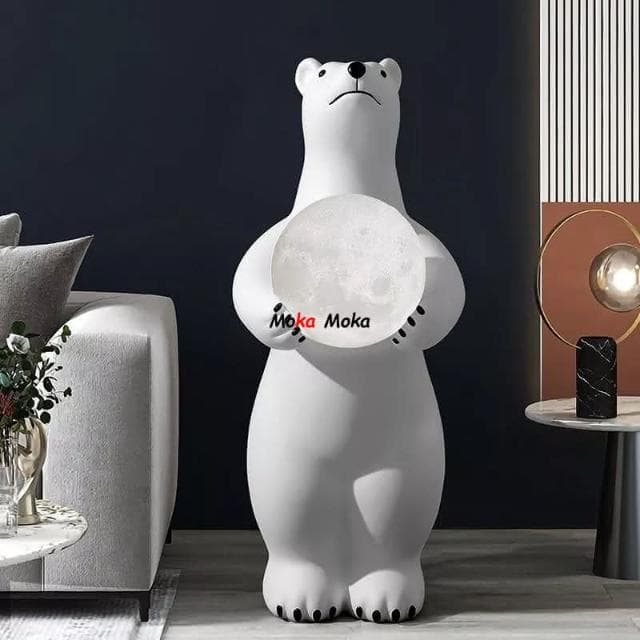 裝飾 置物架 收納架 擺件 白熊 創意北極熊大型落地擺件客廳托盤家居軟裝飾喬遷新居禮品