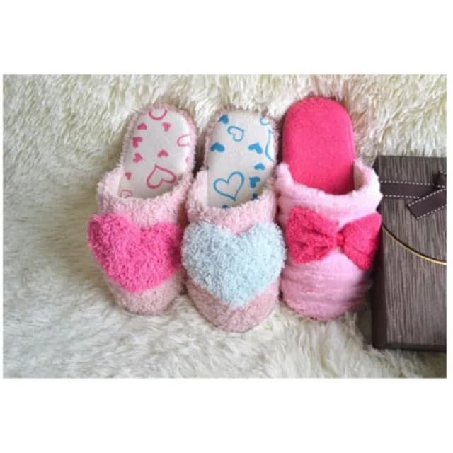 愛心 蝴蝶結 情人節 情侶拖鞋 軟毛室內 居家拖鞋 情人禮 聖誕禮物 創意 交換禮物 情侶