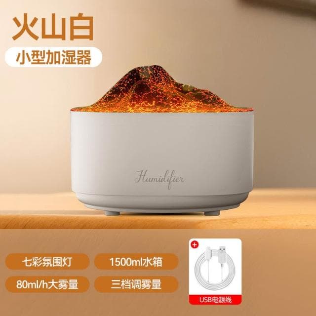 仿真火山加濕器2024新款雙噴大霧量臥室家用靜音小型車載香薰機便攜空氣淨化器usb宿舍氛圍燈空調房補水保濕