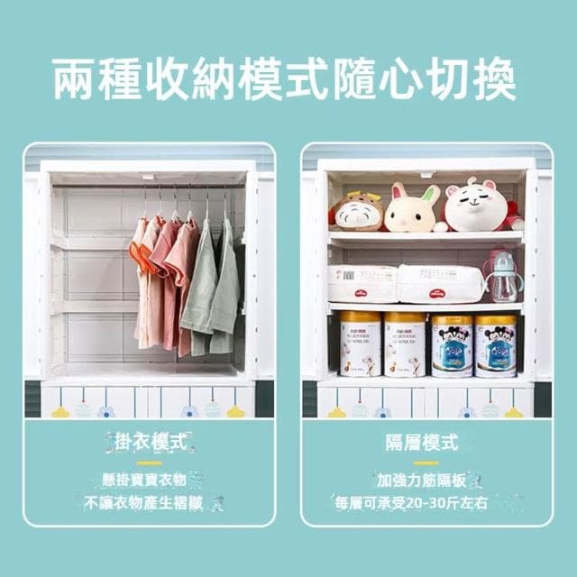 兒童衣櫃 家用臥室塑料儲物櫃 雙開門 寶寶嬰兒衣服收納櫃 衣櫥 櫃子 櫥櫃 小孩衣櫃 掛衣櫃 大衣櫃 卡通衣櫃 塑料櫃子