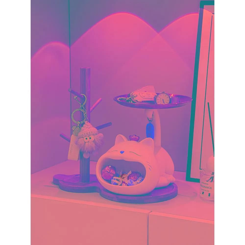 招財貓玄關鑰匙收納擺件入戶鞋櫃客廳桌面置物架家居裝飾喬遷禮品