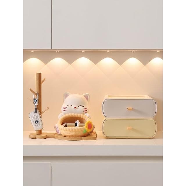 可愛招財貓鑰匙收納玄關擺件家居好物客廳桌面裝飾品喬遷新居禮物