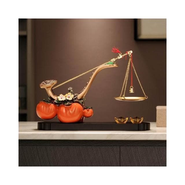 柿柿事事稱心如意柿子擺件客廳玄關電視櫃裝飾品喬遷新居開業禮物