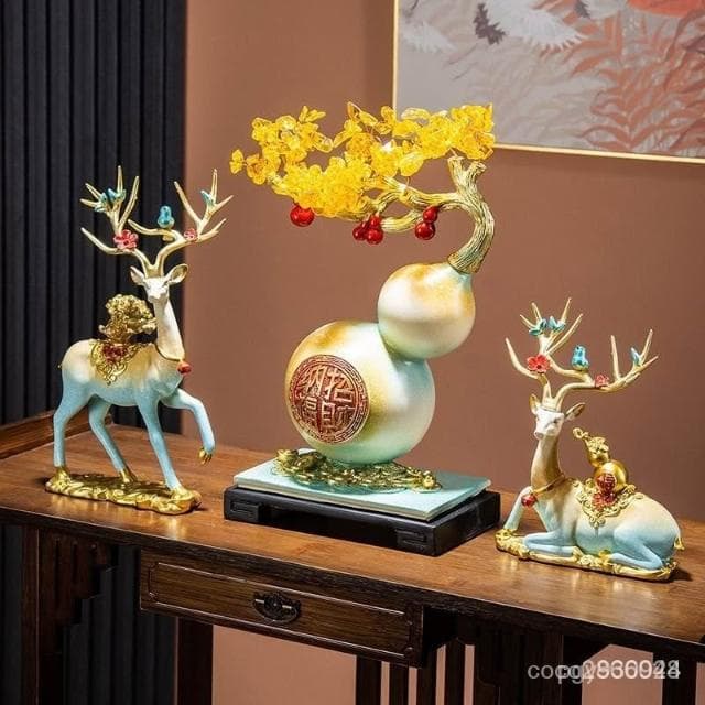 🌞葫蘆擺件 鹿擺件 裝飾品擺件 招財擺飾 入厝禮物 玄關擺件 擺飾 招財納福 客廳 玄關擺飾 酒櫃裝飾 擺飾品 喬遷禮品