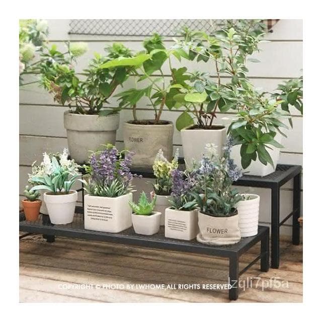 可開發票💥免運 北歐多層花架置物架 免組裝 階梯型 鐵藝 防腐 盆栽架 室外 陽臺 闆凳植物架