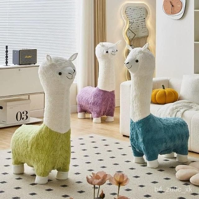 限時免運/熱銷 羊駝娃娃 草泥馬娃娃 羊駝 草泥馬 動物椅凳座椅 兒童沙發動物娃娃 動物椅 生日禮物 送女友 仿真羊駝