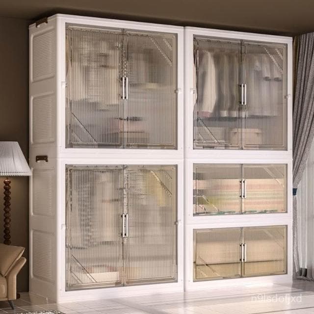 免安裝兒童衣櫃加厚嬰兒寶寶簡易折疊衣櫥家用零食玩具防塵收納櫃 收納箱 收納櫃 折疊收納箱 儲物櫃 整理箱 衣櫃 衣櫥