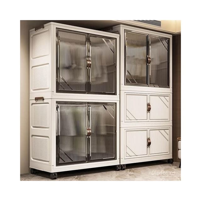 折疊免安裝兒童衣櫃雙開門寶寶衣服收納櫃臥室母嬰簡易塑料儲物櫃 收納箱 收納櫃 折疊收納箱 儲物櫃 整理箱 衣櫃 衣櫥