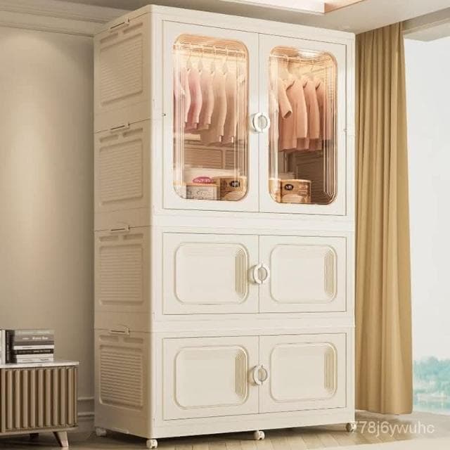 臺灣熱賣🔥免運 60/80/90折疊款兒童收納櫃家用寶寶衣櫃臥室嬰兒小衣櫥多層收納箱收納櫃 儲物櫃 置物櫃 櫥櫃 衣櫃