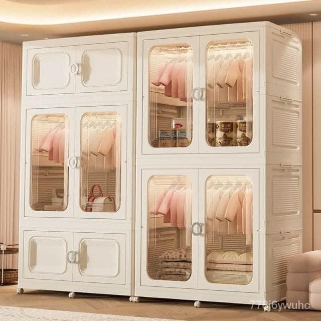 臺灣熱賣🔥免運 60/80/90折疊款兒童收納櫃家用寶寶衣櫃臥室嬰兒小衣櫥多層收納箱收納櫃 儲物櫃 置物櫃 櫥櫃 衣櫃