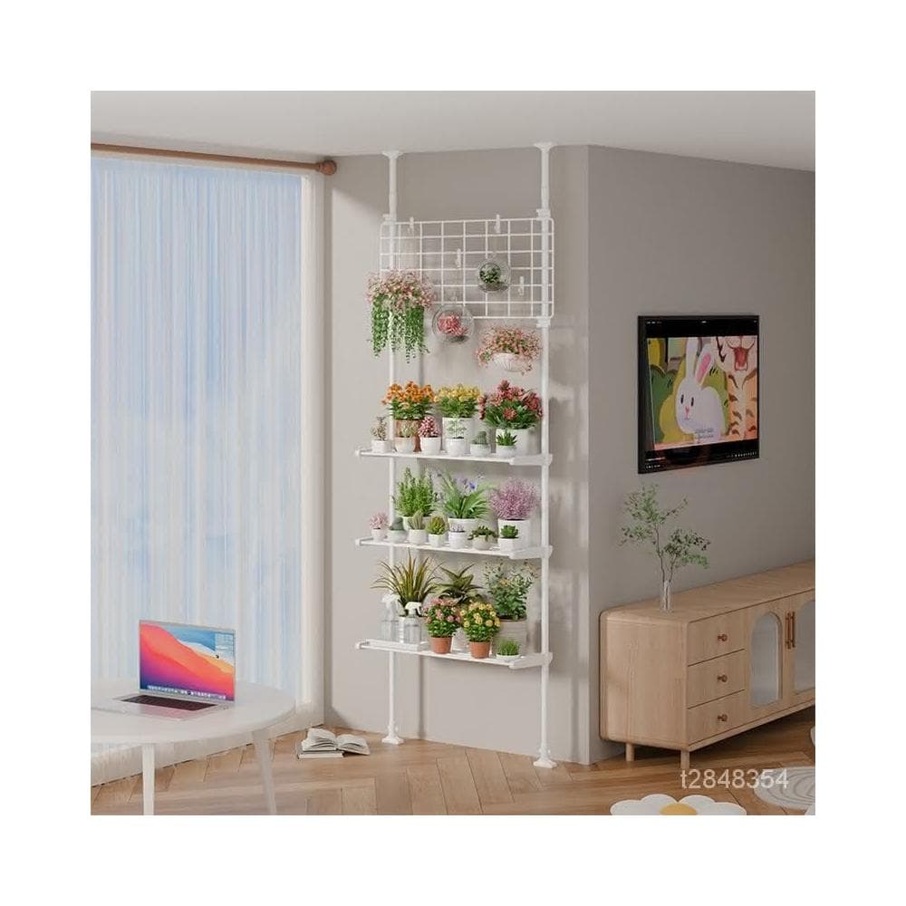 🔥免運🔥多肉花架置物架陽臺層架頂天立地客廳支撐桿展示架室內植物擺放架 花架 盆栽架 陽臺花架 落地花架 多層折疊花架