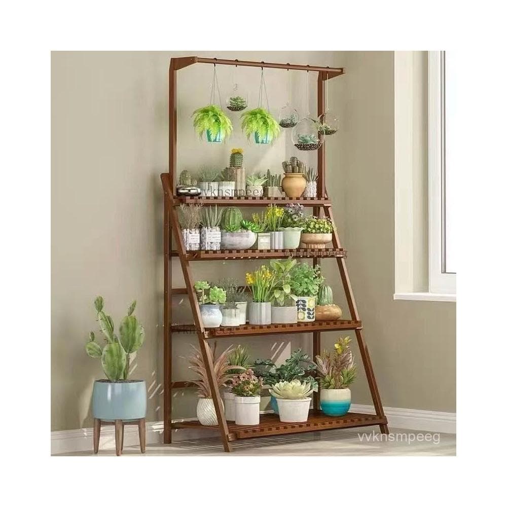 免運 花架 植物架 陽臺置物架 盆栽架 弔籃架子 竹架 楠竹花架子置物架陽臺裝飾客廳室內實木多層落地式多肉綠蘿花盆架