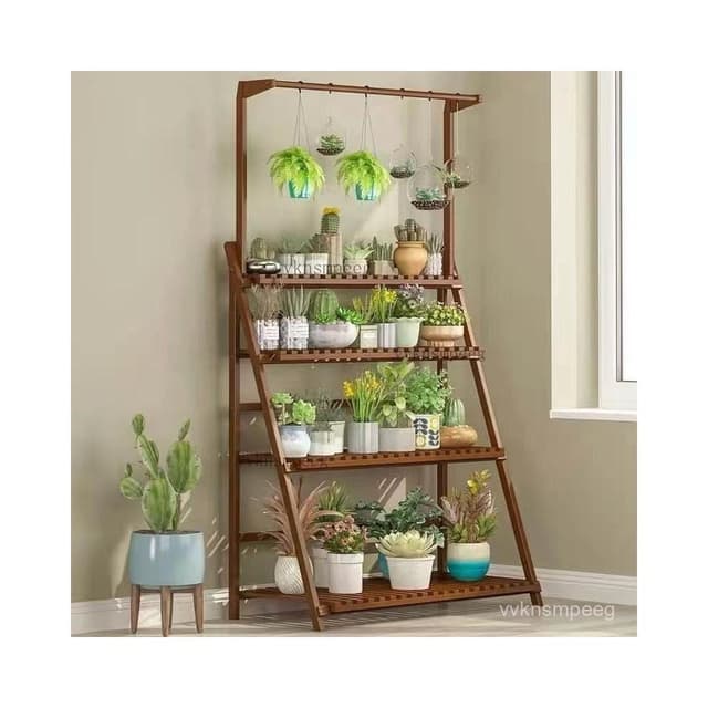 免運 花架 植物架 陽臺置物架 盆栽架 弔籃架子 竹架 楠竹花架子置物架陽臺裝飾客廳室內實木多層落地式多肉綠蘿花盆架
